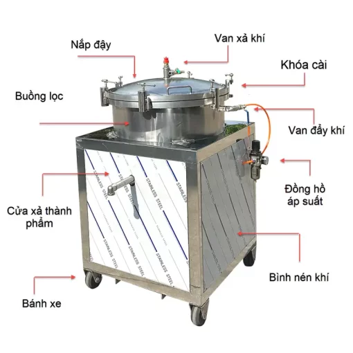 Máy lọc dầu thực vật 25L inox - Ảnh 4